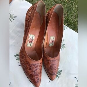 Vintage Leather Tooled Shoes